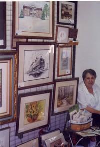 Shirley, shown here with just some of her artwork